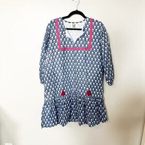 The monogram corner TMC cotton ethical wear blue floral dress large